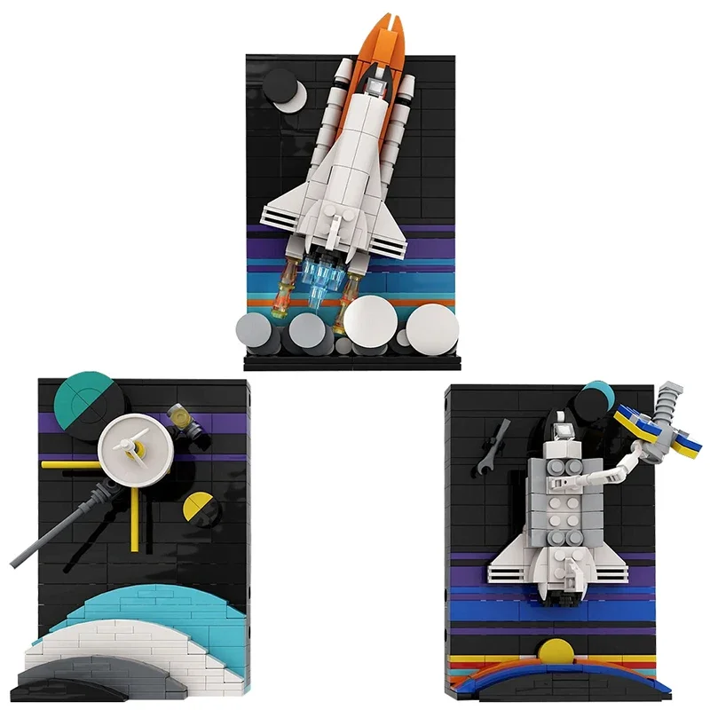 

New Tales of The Space Age Building Blocks Voyager Over The Rings of Saturn Model Space Shuttle Launch MOC-170937 DIY Brick Toy