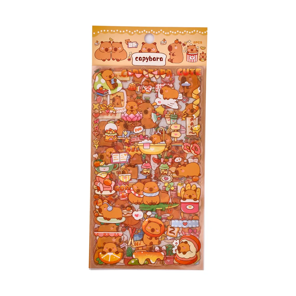 6 fogli/confezione Kapibara PET adesivo studente carino conto a mano materiale decorativo cartone animato capibara custodia per cellulare fai da te - immagine 5