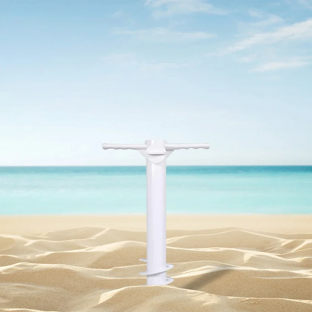 3/5 Spin Beach Umbrella Stand with Hook Umbrella Ground Anchor Windproof Base Gear Spikes Equipment for Sand Soil Grass