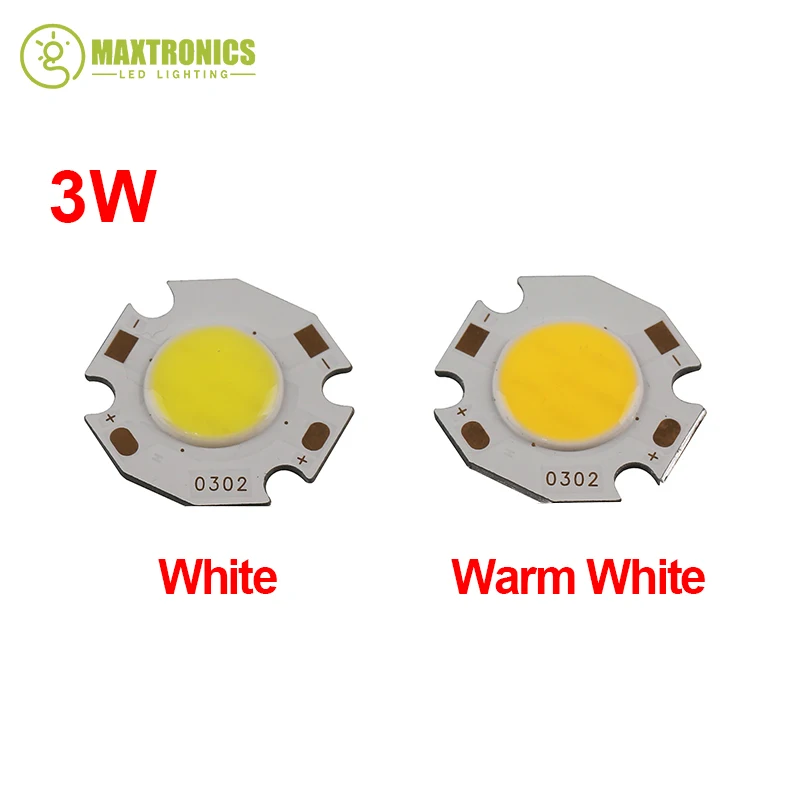 Best quality Free Shipping  2pcs 3W/ 5W / 7W COB High Power LED Bead Lamp Chip White Warm White Light 270~300Lum 350mA