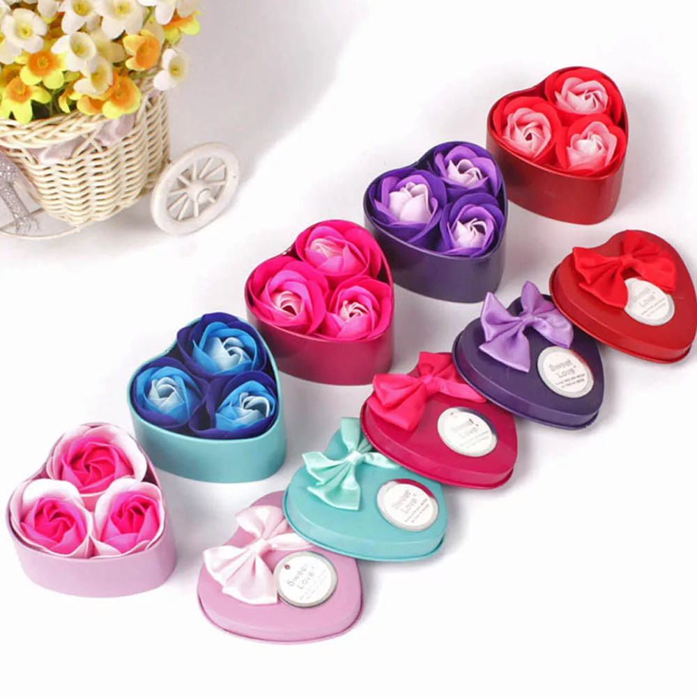 

3Pcs Heart Scented Bath Body Petal Rose Flower Soap Wedding Decoration Gift Best