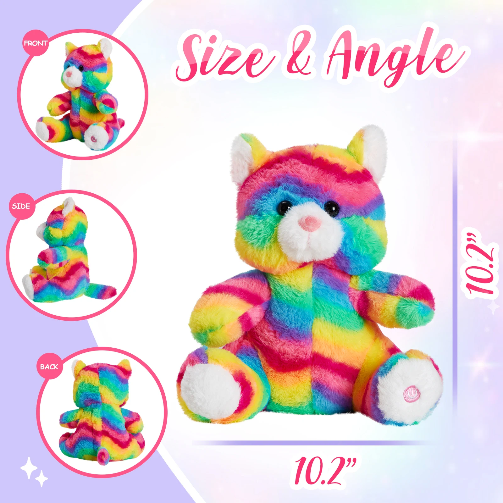 Rainbow LED Light Cat Doll Stuffed Animals 28cm Plush Toys for Girls Children