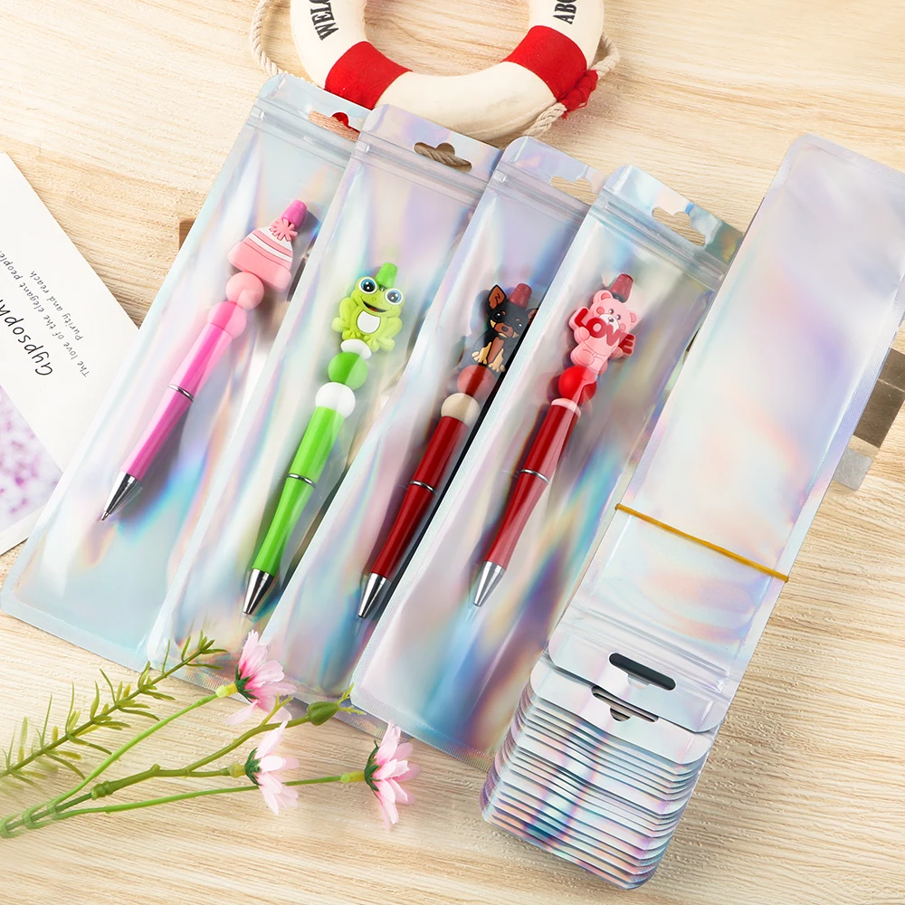 100~800Pcs/Lot Clear Sealable Packaging Bag With Hang Hole With Zip Lock Plastic Bags For Beadable Pen Jewellery Accessories