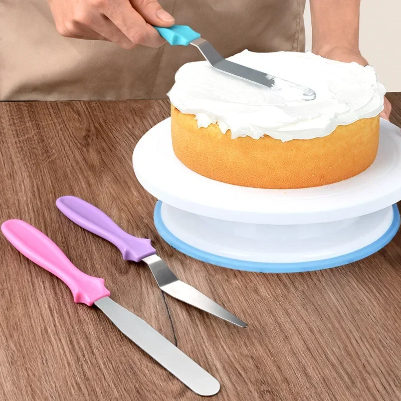 Cake Decorating Tools 28cm Anti-skid Plastic Cake Turntable Rotating Cake Decorating Tools Pastry Bags Nozzles Set Spatula Kitchen Gadget Sets cozinha