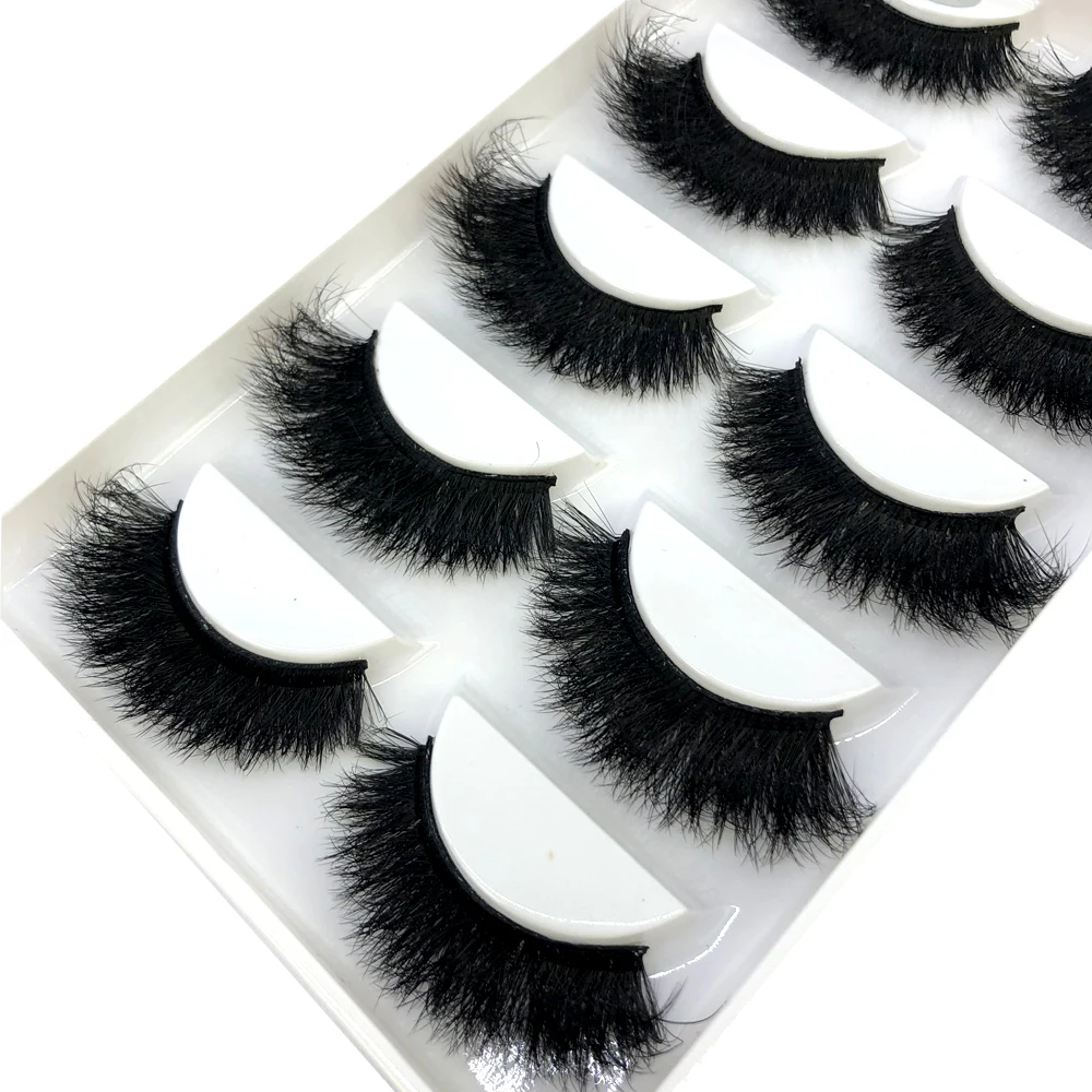 HBZGTLAD New False Eyelashes Cat-Eye Fluffy Faux Mink Lashes 8D Wispy Lashes 5 Pairs Pack Dramatic Long Thick Volume Eyelashes