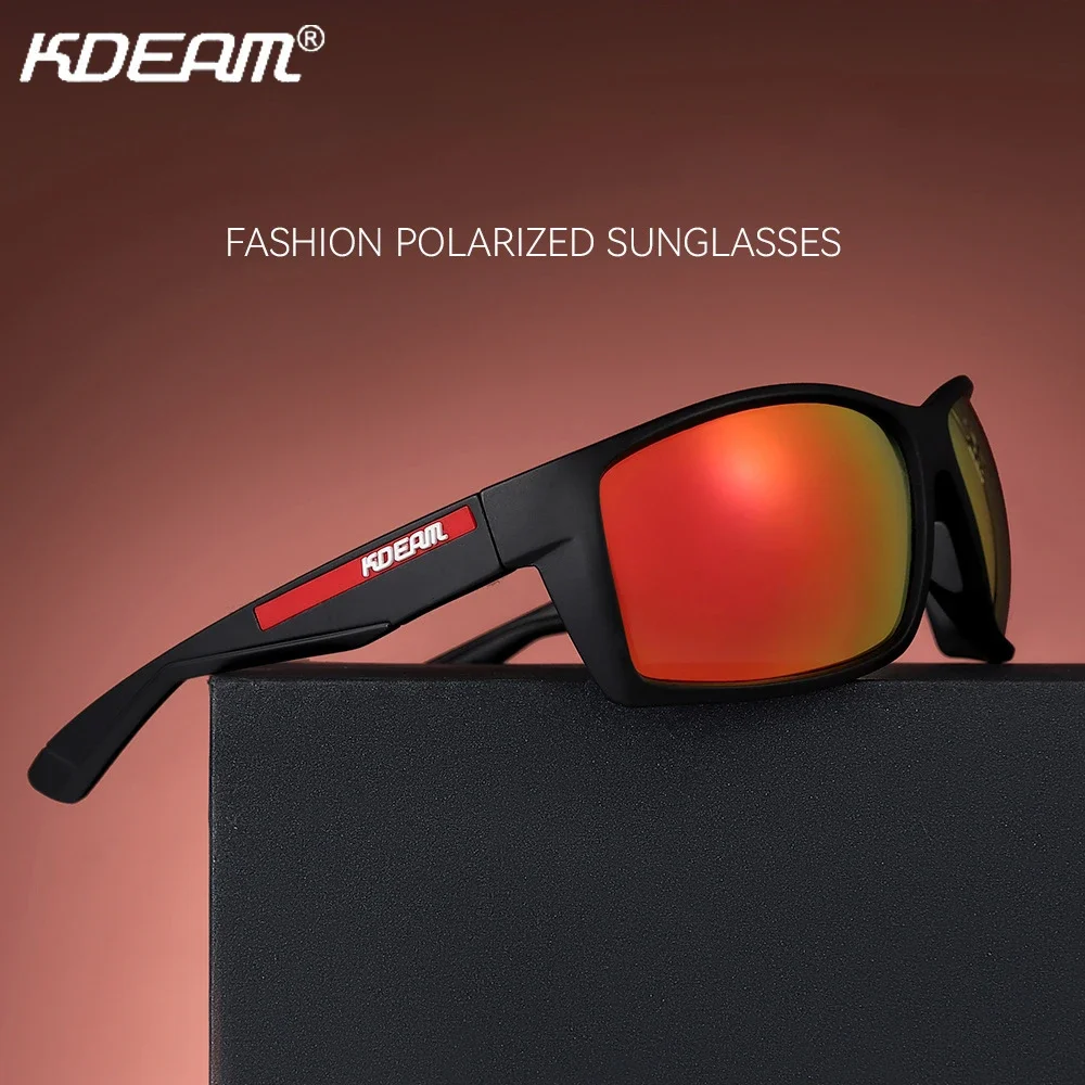 

KDEAM New Sunglasses for Men Square Polarized Shockingly Colors Sun Glasses Outdoor Driving Cycling Sunglass TR90 Goggles Male