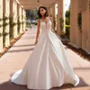 SoDigne Boho Satin Aline Wedding Dresses 2023 Sexy V Nack Lace Blackless Bride Dress Custom Made Sleeveless Bridal Gowns 4