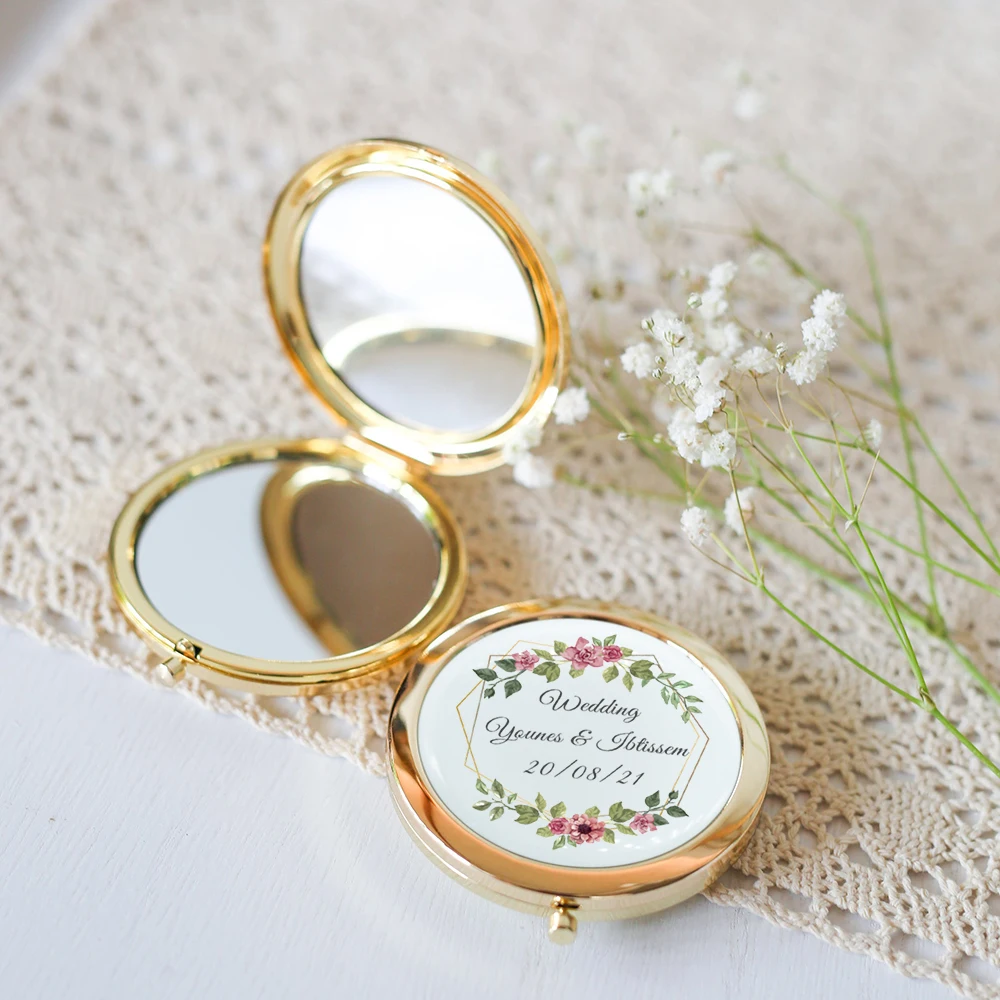 Pequeños Espejos De Bolsillo Portátiles De Madera Mini Espejo De Maquillaje  De Madera Regalo Del Favor Del Banquete De Boda Logotipo Personalizado  CCA6747 De 1,06 €