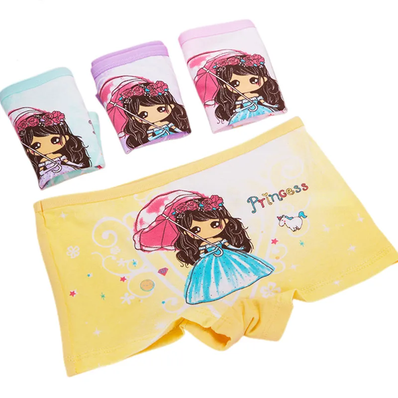 Girls Cartoon Boxes Children Cotton Underwear Cute Pattern Printing Panties 4pcs Size 2T-10T girls underwear,girls panties,kids underwear