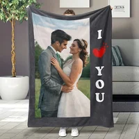 Couverture personnalisée avec Photo personnelle, 1 pièce, couverture de lit en flanelle, pour anniversaire, mariage, Couple, saint-valentin, cadeau de vacances 4