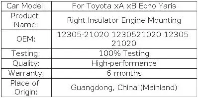 Motorhalterung Rechts Für Toyota Yaris 2005-2010 - Vibrationsdämmung 123050T040