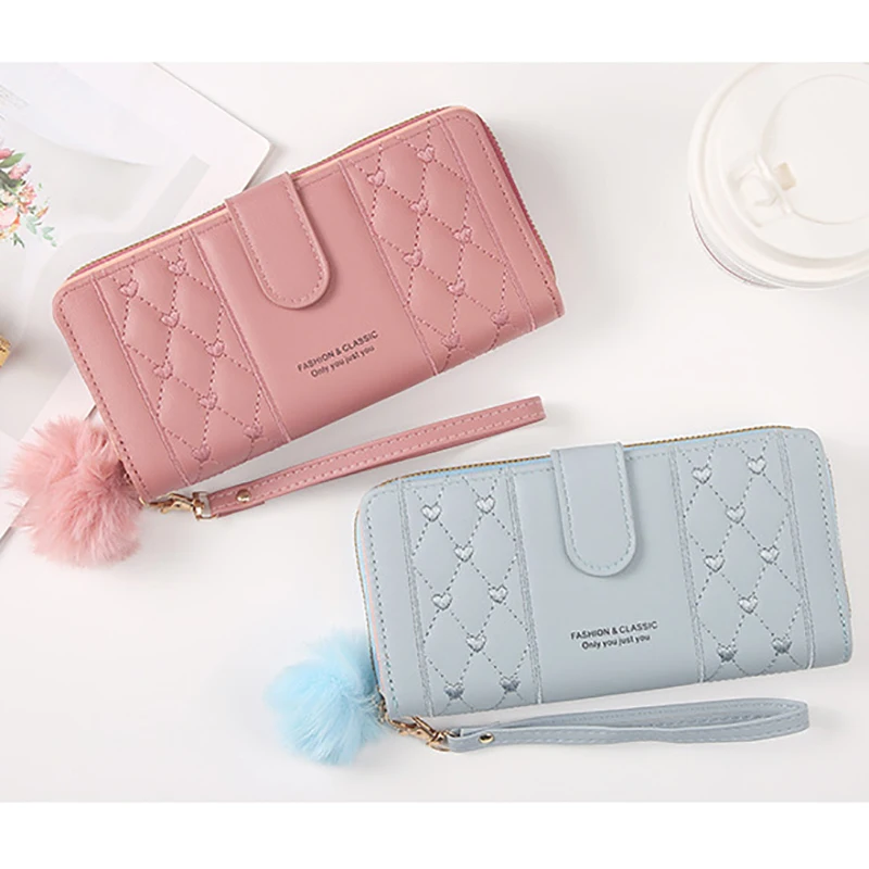 Women Long Wallet Pu Leather Card Holder Large Capacity Hasp Zipper Coin Purse Multi Card Organizer Cell Phone Wristlet Handbag 5