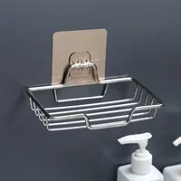 High Quality Soap Rack Wall Mounted Soap Holder Stainless Steel Soap Sponge Dish Bathroom Accessories  Dishes Self Adhesive 2