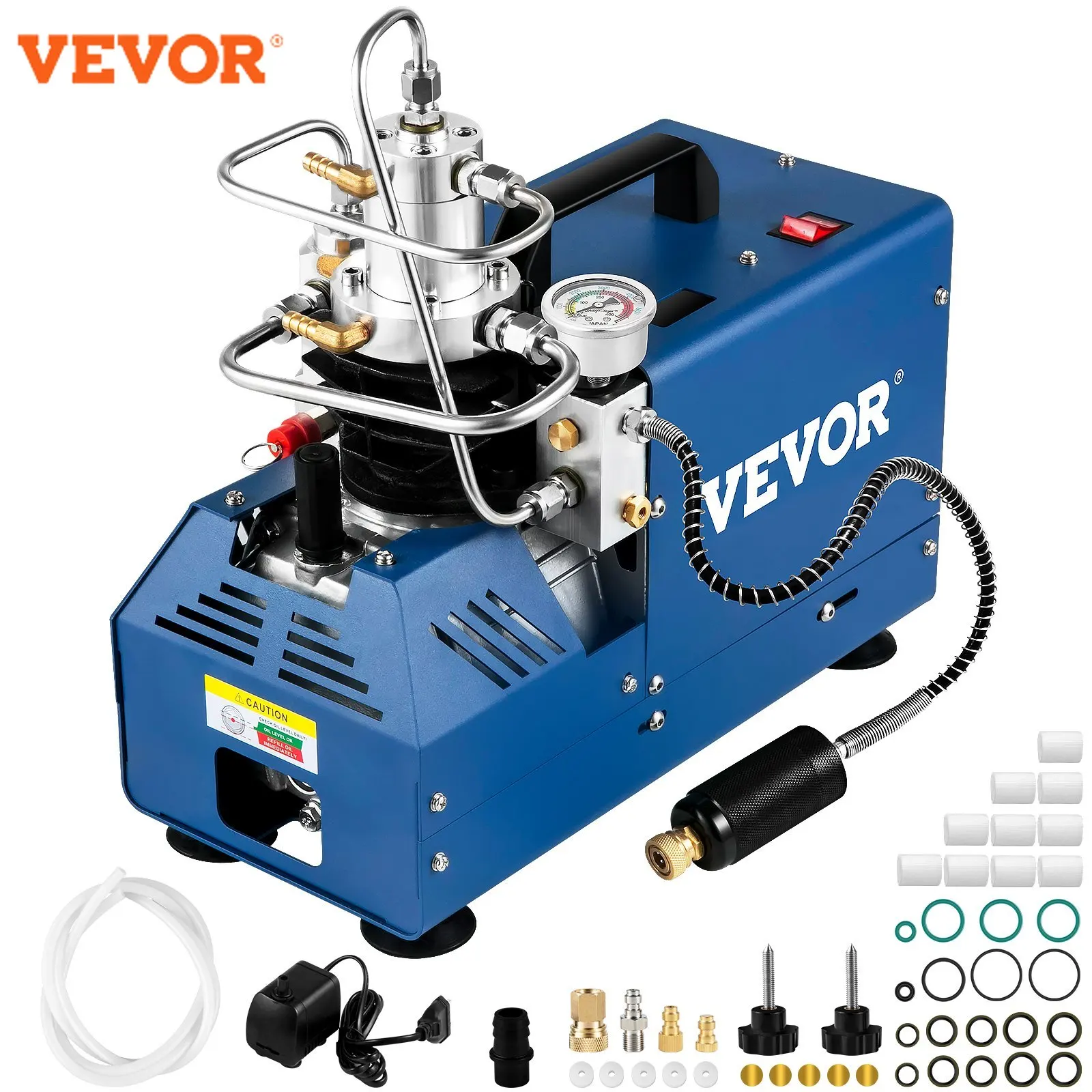 Pompa Del Compressore D'Aria Ad Alta Pressione Vevor 1800W 110/220V 4500Psi/300Bar/30Mpa Compressore Automatico Del Fucile Ad Aria Compressa Per Pisto