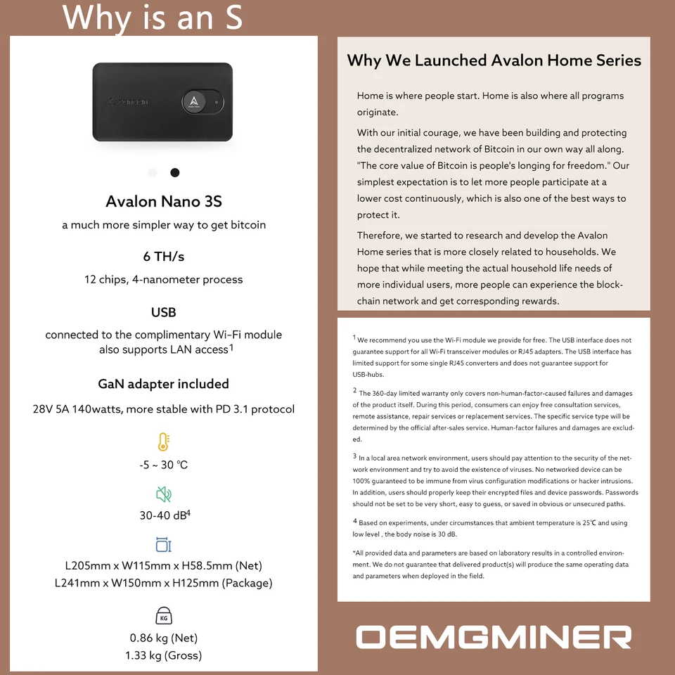 가나안 아발론 나노 3S 6Th/s 140W BTC 채굴, 비트코인 채굴 홈 오피스 히터, PSU 포함, 가정용, 2 월 배송, 신제품  - AliExpress