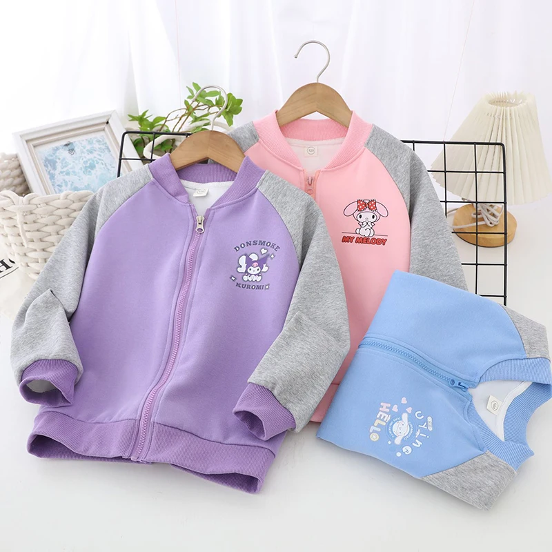 

Autumn Cinnamoroll My Melody Kawaii Anime Sanrio Zipper Cardigan Coat Cute Cartoon Kuromi Casual Long Sleeve Clothing Kids Toys