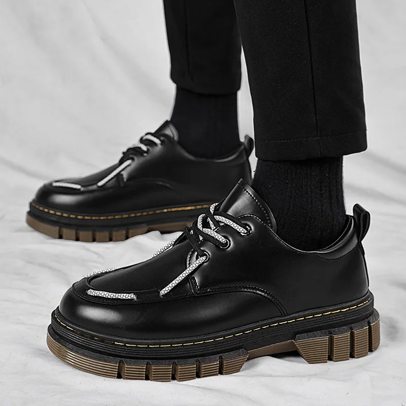 

Туфли мужские кожаные в стиле ретро, Классические Удобные оксфорды, на шнуровке, Повседневная модная Молодежная Клубная обувь, весна-лето