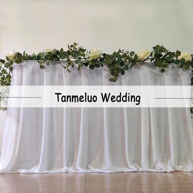 Table Cover Table Skirt 0.75x3M Ice Silk Wedding Table Skirt For Tablecloth Table Cover Wedding Stage White Ice Silk Skirting Decoration