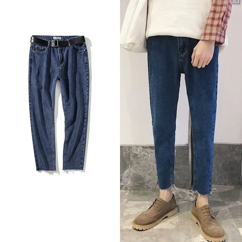 thumbnail image 1 of Pantalones vaqueros para hombre con agujeros rotos, pantalones vaqueros para hombre, cónicos, rotos, moda coreana, pantalones punk apilados vintage Kpop Xs, 1 of 5