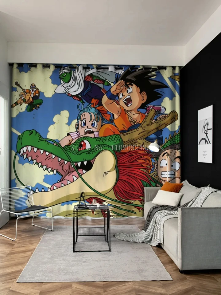 プリントドラゴンボールカーテン,窓,悟空,子供の寝室,リビングルーム