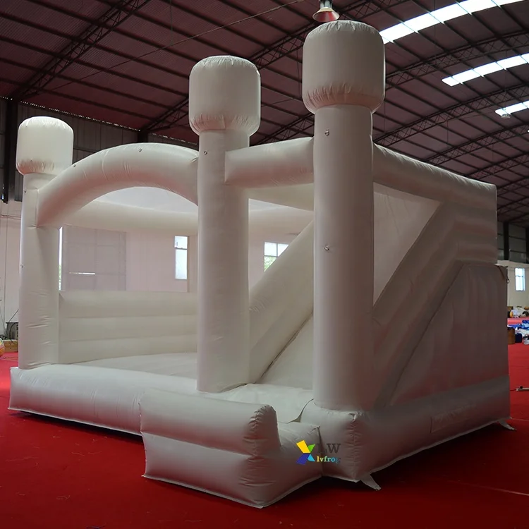 Modern jump house inflatable bouncer white bounce house bouncy castle slide for wedding party 8x8ft white inflatable bouncy house w slide