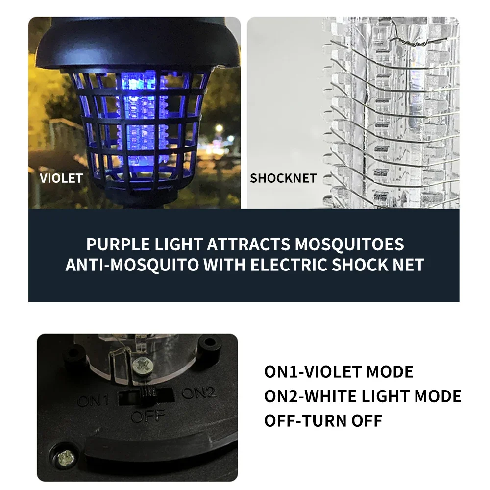 Mosquito Killer Lamp 2PCS Outdoor Solar UV LED Electric Waterproof Anti Mosquito Light Garden Lawn Trap Insect mosquito killer lamp,mosquito lamp