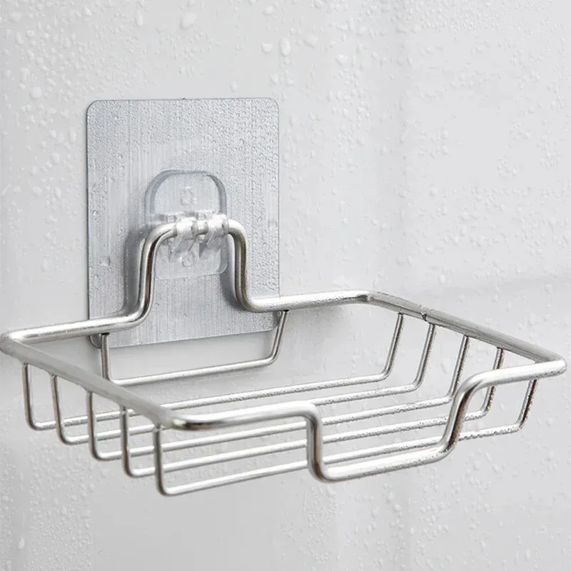 Bathroom Soap Holder 1Pcs Wall Mounted Stainless Steel Self Adhesive Rack Dish