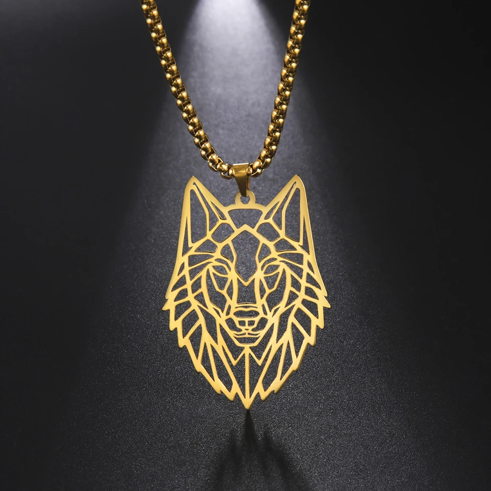 Teamer Collane in acciaio inossidabile Testa di lupo Animale Pendenti Hip Hop Uomo Collana girocollo maglione per gioielli da donna Regali per feste  36