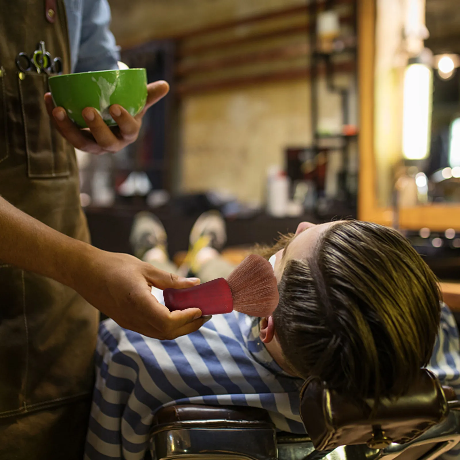 1개 고급 나무 손잡이 머리카락 제거 브러쉬 (목, 얼굴, 귀 청소용) 살롱, 이발소, 미용실, 헤어컷, 먼지 제거용