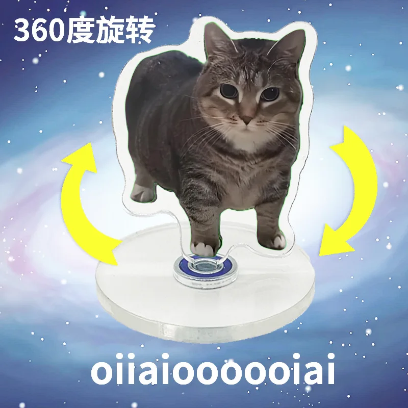 귀여운 오이아이 고양이 NEW 패턴 아크릴 360 ° 회전 새끼 고양이 스탠드 책상 장식 책상 장식 어린이 성인을위한 선물 스탠드