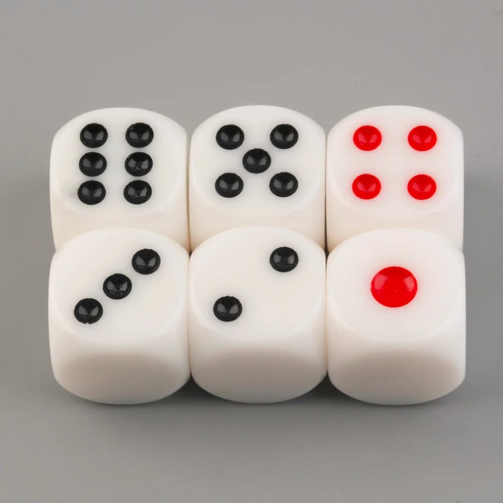 6Pcs/set 16mm Resin Special White Dots Rounded Corners Dice Bar KTV Dice With One Side Point 21 Points In Total
