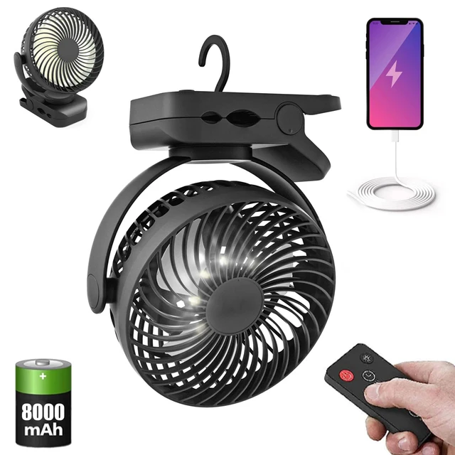Camping en plein air réunion de famille ventilateur froid mobile 8000mAh ventilateur de Camping Portable avec lanterne LED et crochet de suspension-35H Rechargeable 1