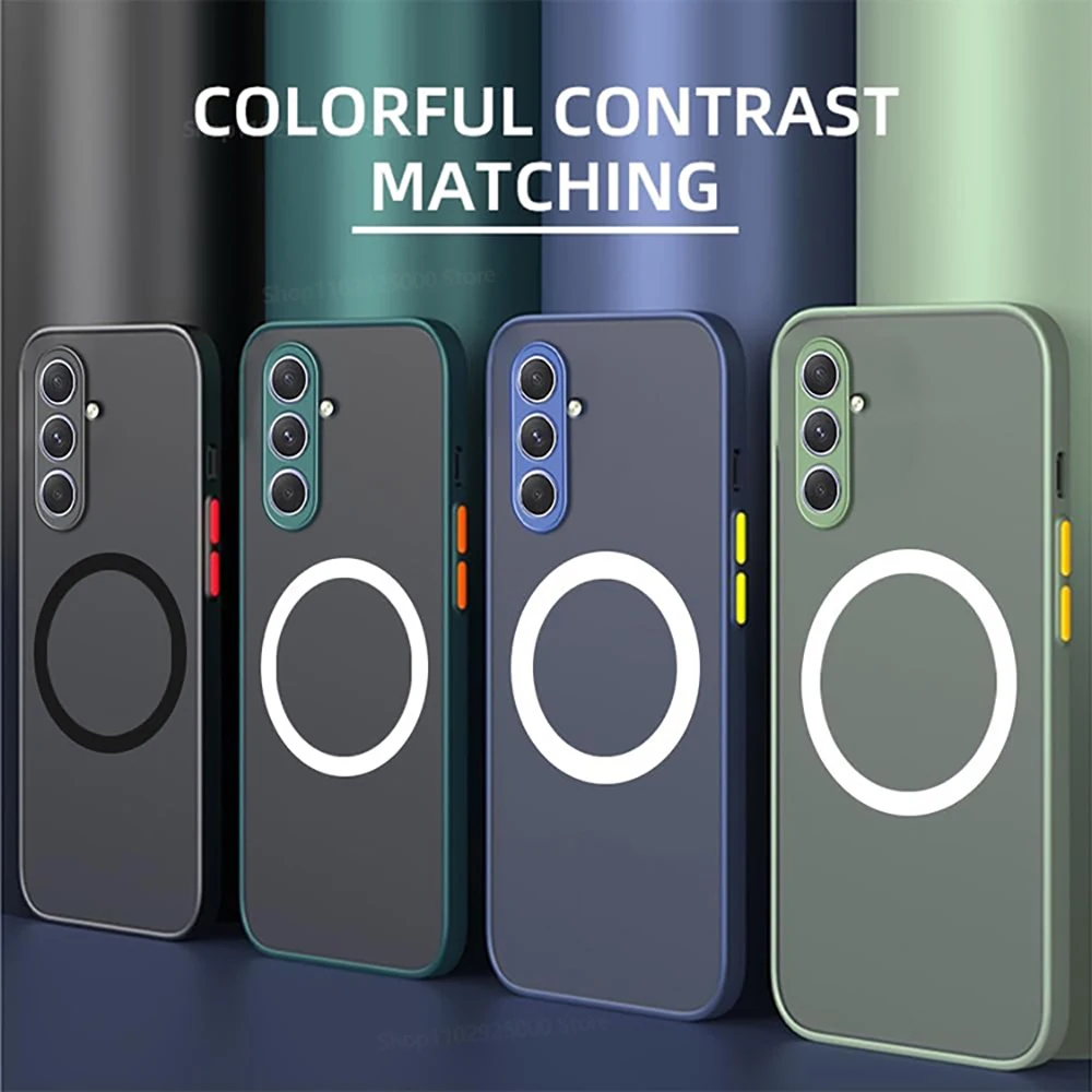 Enhanced Armor Matte Magnetic Phone Case with Frosted Wireless Charge Cover