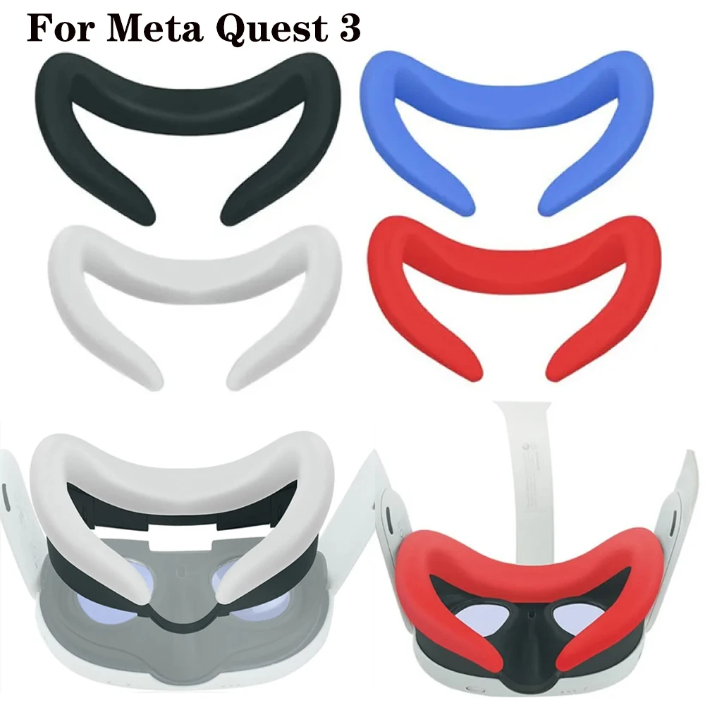 

Silicone VR Face Cover Lightproof VR Facial Interface Sweatproof Mask Face Pad Washable Replacement for Meta Quest 3 Accessories