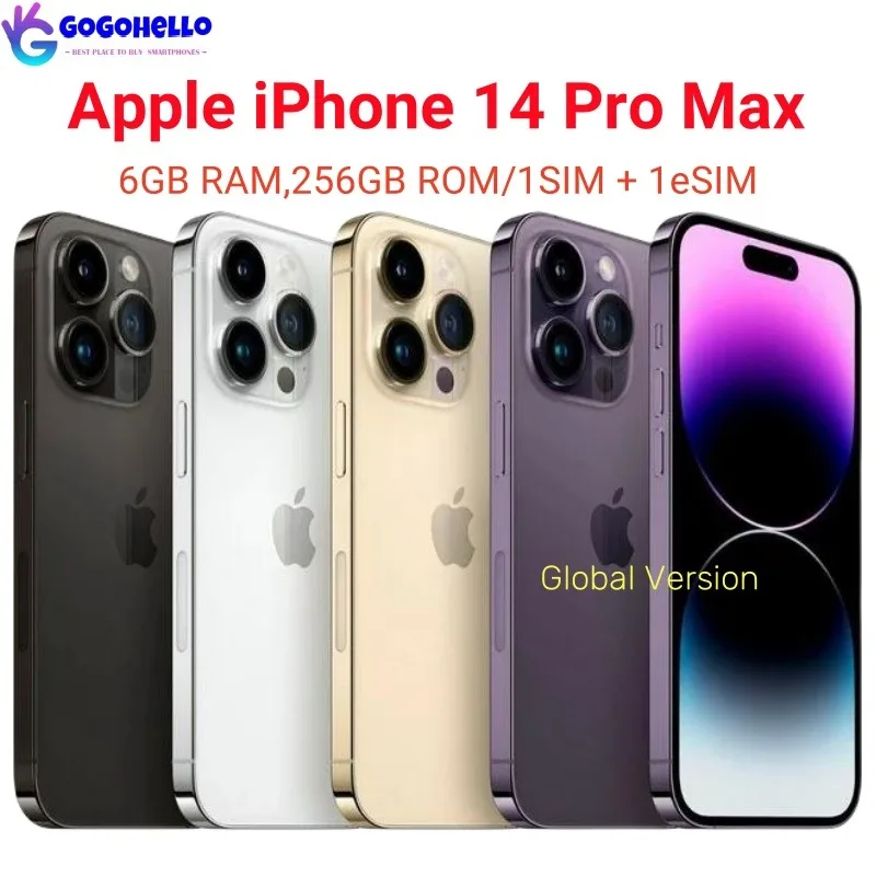 

98% New Original Apple iPhone 14 Pro Max 1 SIM+1 eSIM 6GB RAM 128/256/512GB ROM 6.7" NFC Face ID A15 iOS 16 Unlocked Cell Phone