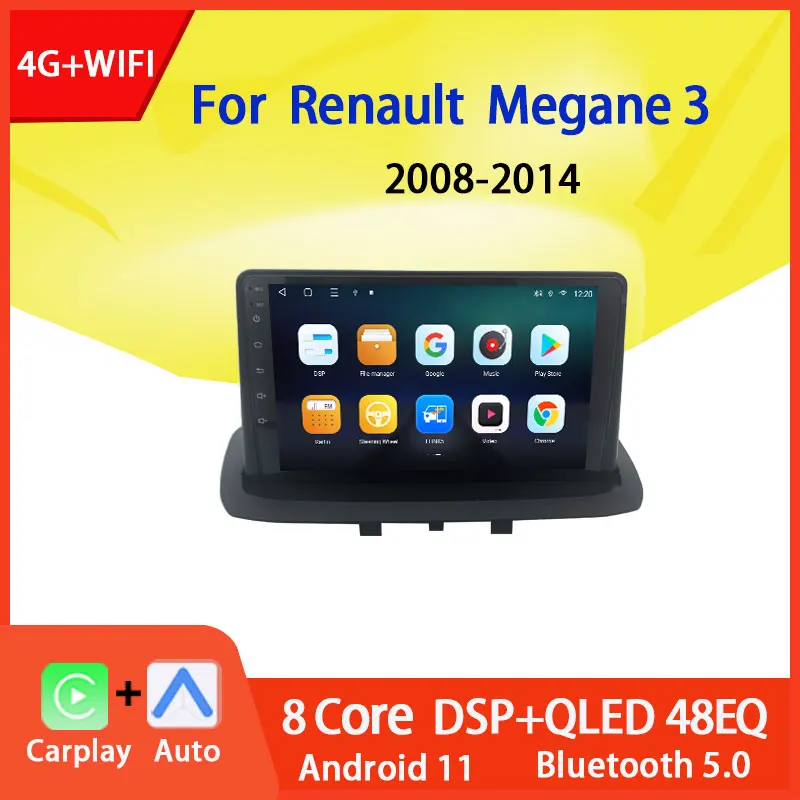 Radio Android 15 Para Renault Megane 3 (2009-2014) - Pantalla 9" 2Din Con CarPlay, Android Auto, GPS Y Cámara