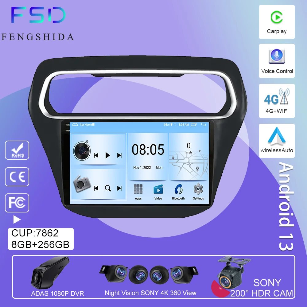 

Android 13 для Ford Escort 2015 2016 2017 2018 автомобильное радио, стерео, мультимедийный плеер, GPS-навигация, Carplay, автомобильная фотомагнитола с Wi-Fi, разъем 2 DIN