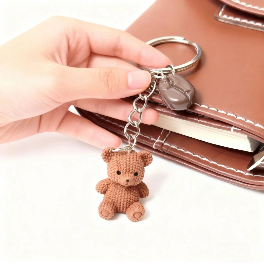 귀여운 테디베어 커피 키체인 3D 레진 곰돌이 커피잔 콩 참 키링 가방 펜던트 여성 소녀 선물 액세서리