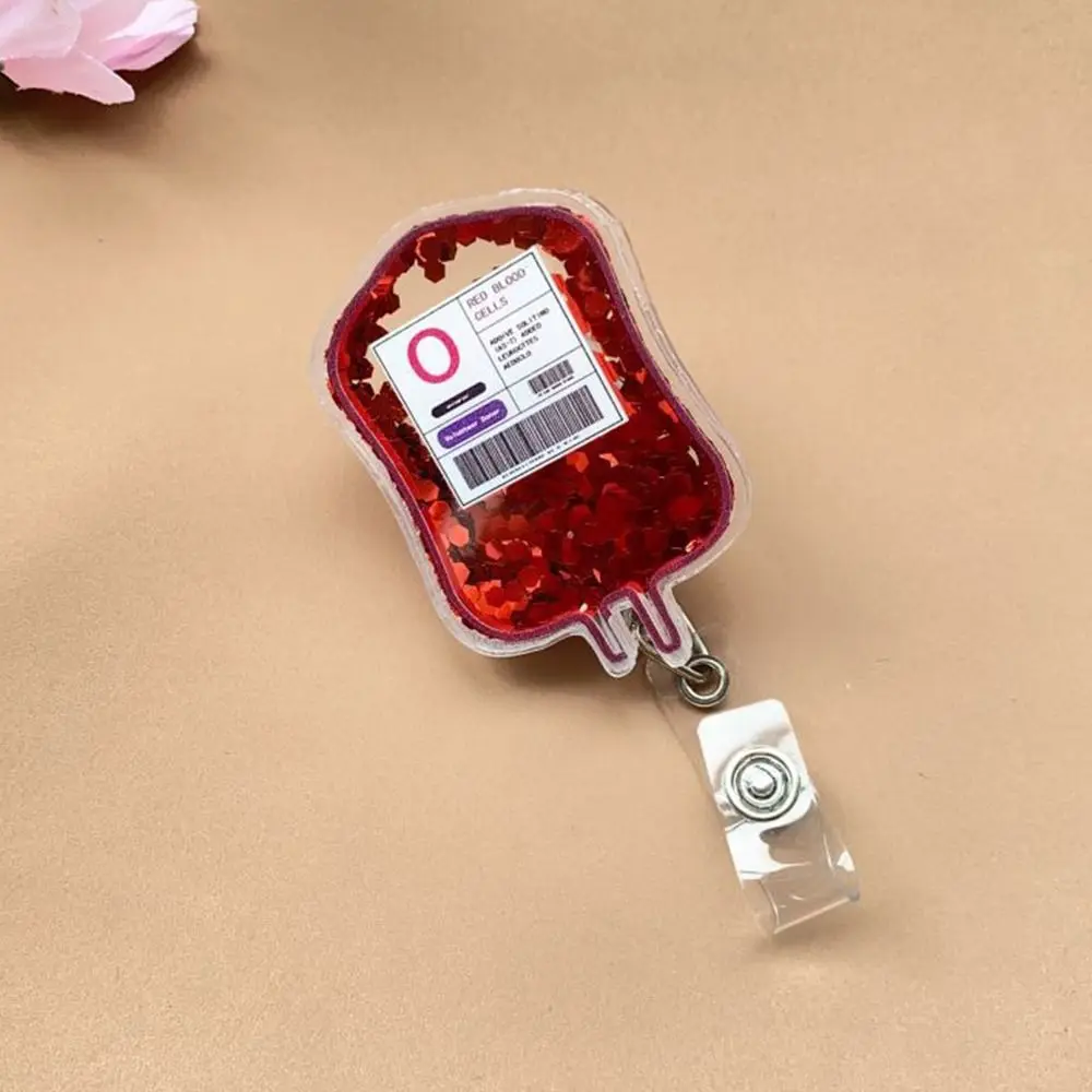 Fashion Glitter ID Badge Reels Lanyard Retractable Name Tag Holder Blood Bag Nursing ID Badge Holder