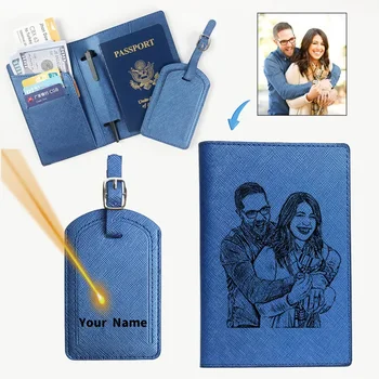 Custodia personalizzata per passaporto da viaggio con foto per donna uomo portafoglio con nome inciso regalo personalizzato per il compleanno di natale