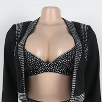 Sparkly Diamonds 3 Piece Short Sets Woman Outfits Rhinestones Luxury Birthday Cropped Jacket Top and Bra and Shorts Set Clubwear - Image 4