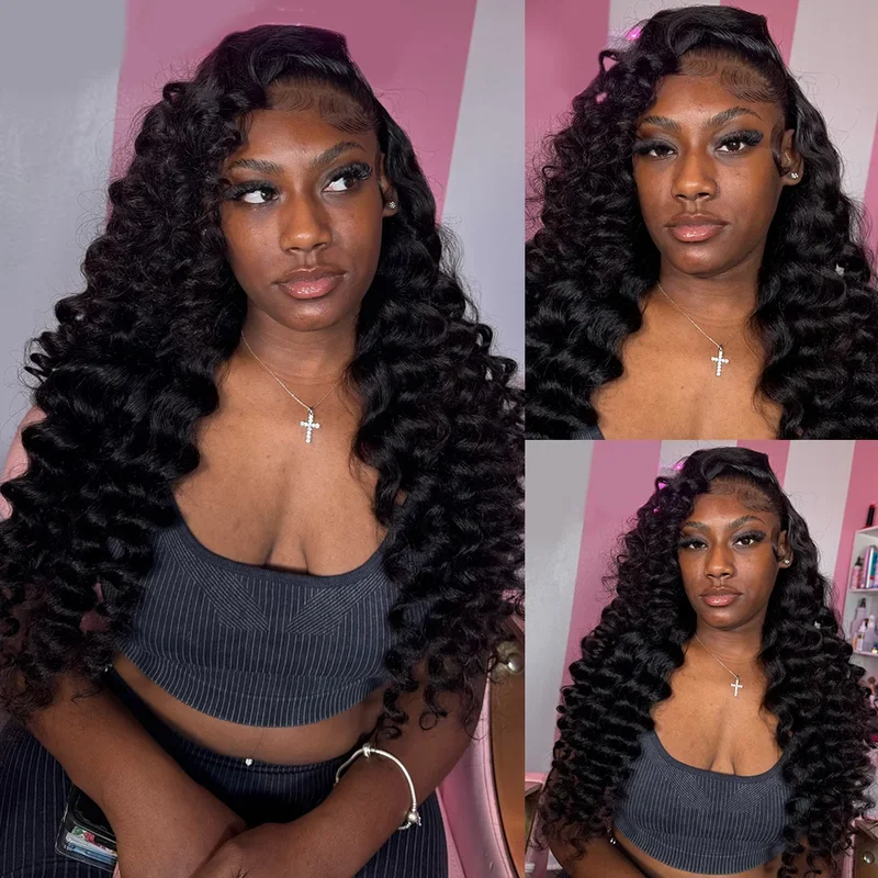 Brazilian Human Hair Wig 30/40 Inch 13x6 HD Lace Frontal Preplucked Loose Deep Wave Curly - Fluffy & Natural Hairlin