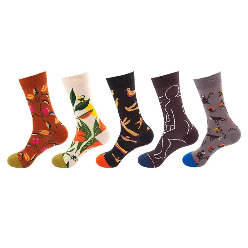 Men's Cotton Dress Socks Collection - Trendy & Fun 5-Pair Gift Set for Wholesale & Dropshipping