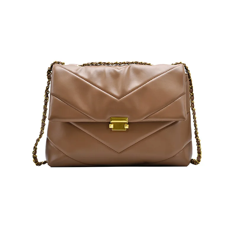 (No-TR )women bag chain bag large capacity fashion design women's shoulder black white taupe 3colors