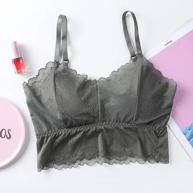 Lace Bralette With Removable Pads Wireless Bra For Women Summer_voghion.com
