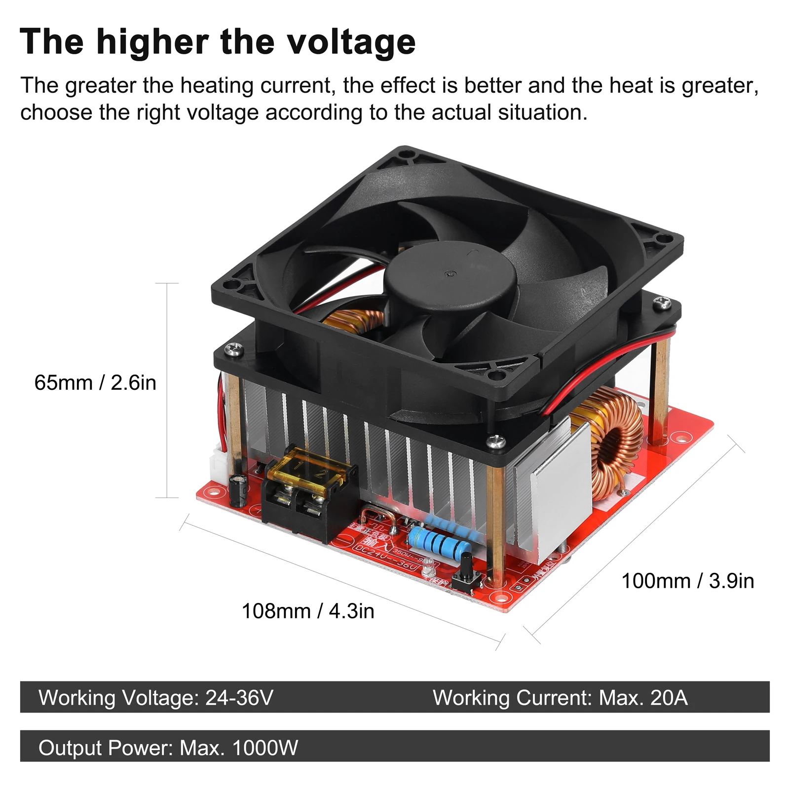 1000W ZVS Induction Heating Board Module Low Voltage Coil Flyback Driver with Copper Tube for DIY Small Parts Hardening Annealing induction heater