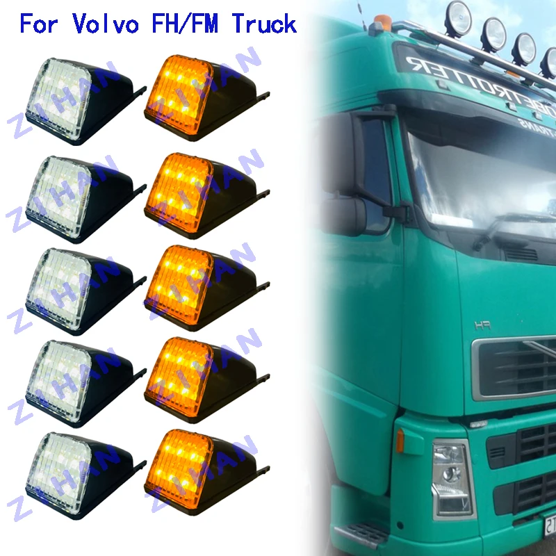 5 x 24V White LED Cab Roof Marker Lights For Volvo Truck FH FM NH FH12