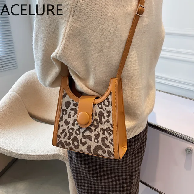 BS ACELURE Large Capacity Underarm Women New All-match Leopard Shoulder Crossbody Bags Fashion All-match Female Tote Bucket Bag 3