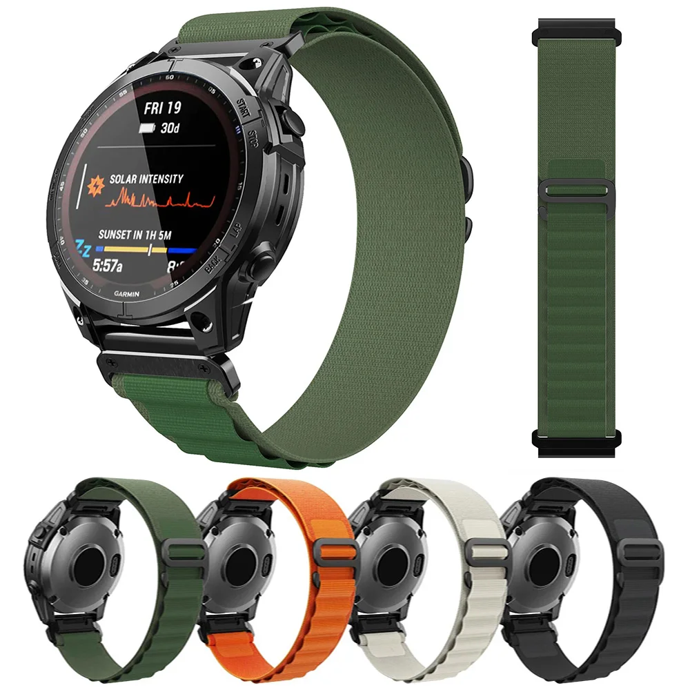 

26mm 22mm Hook Loop Nylon Strap Watchband For Garmin Fenix 6X 6 Pro 5X 5 7X 7 Epix 2 Forerunner 965 955 945 935 Watch Bracelet