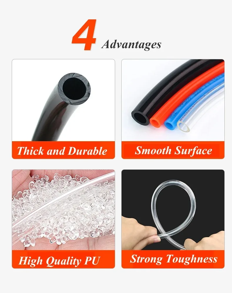 Air Component Hose Polyurethane Tubing Pneumatic Hose Pu Pipe 4mm-12mm 1M-20M Air Tube Compressor